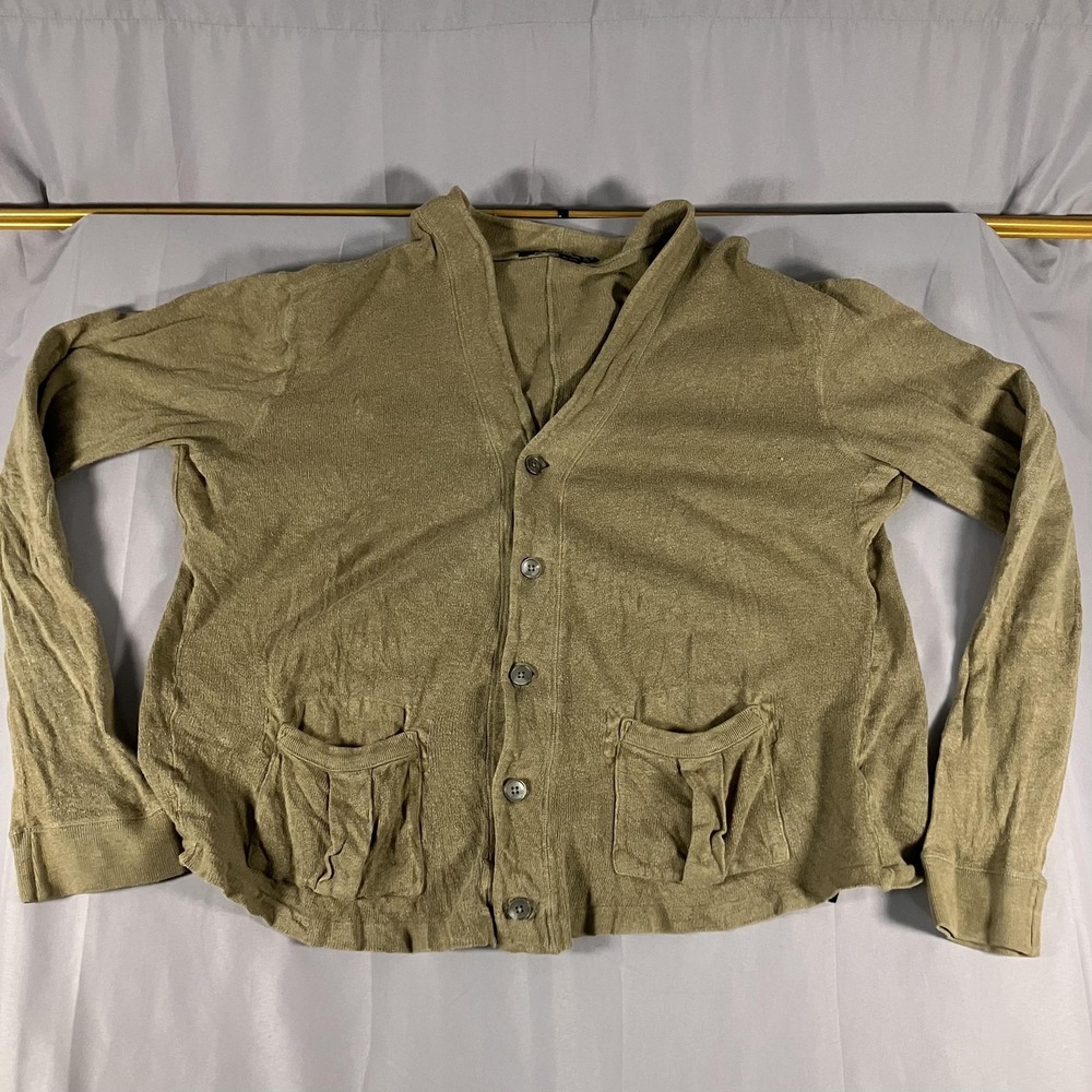RLX Ralph‎ Lauren Sweater Mens Large Green Cotton Cardigan Button Front Pockets